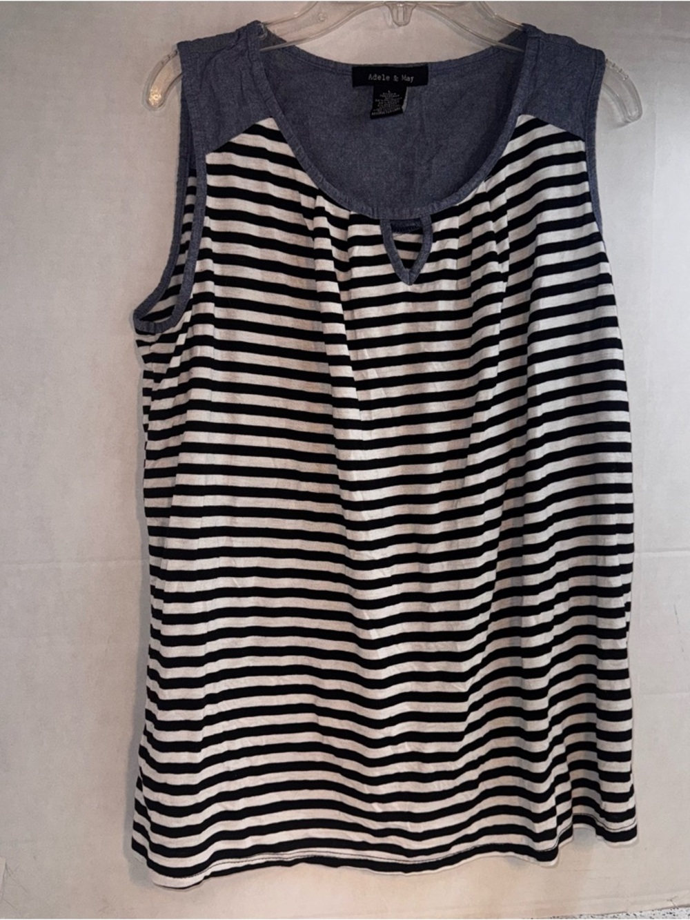 Adele & Fin Black and White Striped Sleeveless Tank
